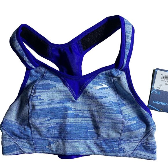 Brooks 34C Rebound Racer Sports Bra Colbalt Ikat Jacquard - Picture 1 of 10
